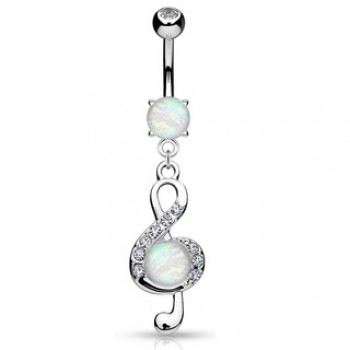 Treble Clef Belly Ring Navel Dangle